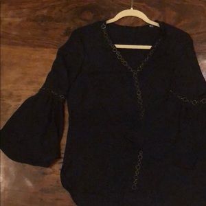 T Tahari bell sleeve blouse